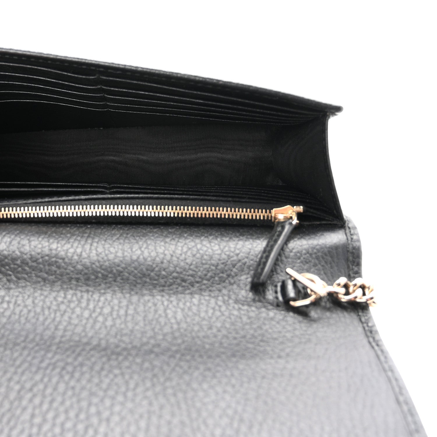 Gucci Dollar Calfskin Interlocking G Chain Wallet Black 5 of 10