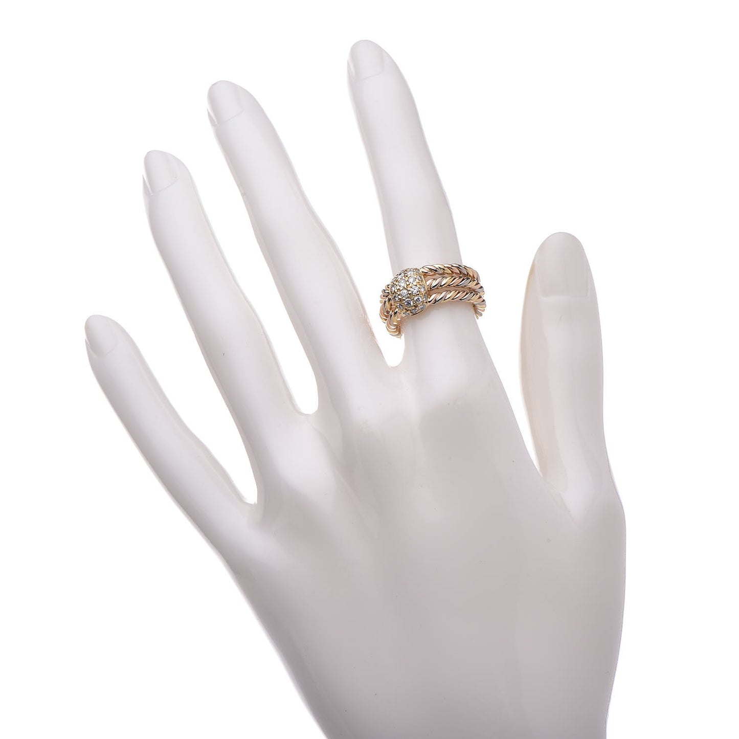 18K Pink Yellow White Gold Diamond Rope Ring 49 4.75