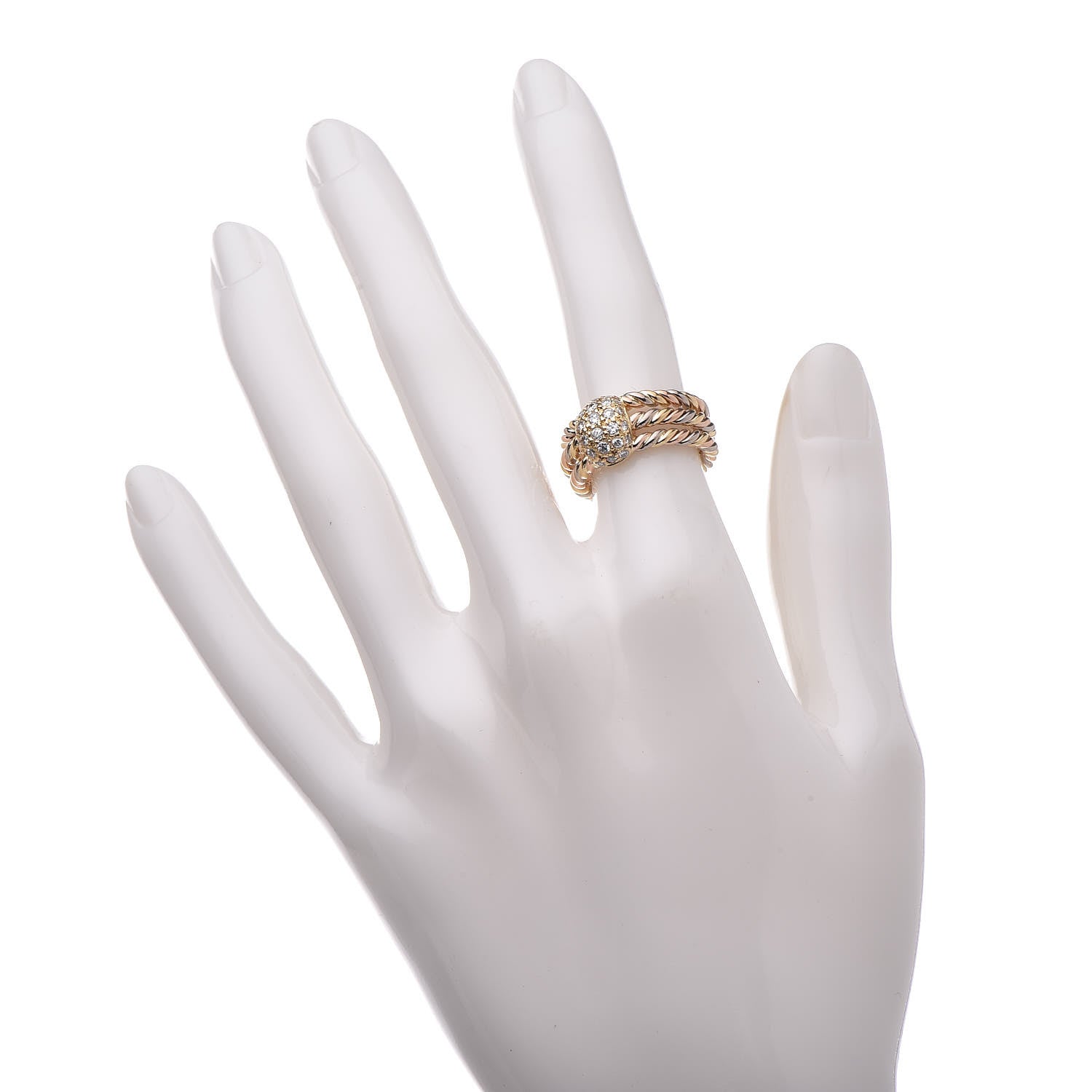 Cartier 18K Pink Yellow White Gold Diamond Rope Ring 49 4.75 2 of 4