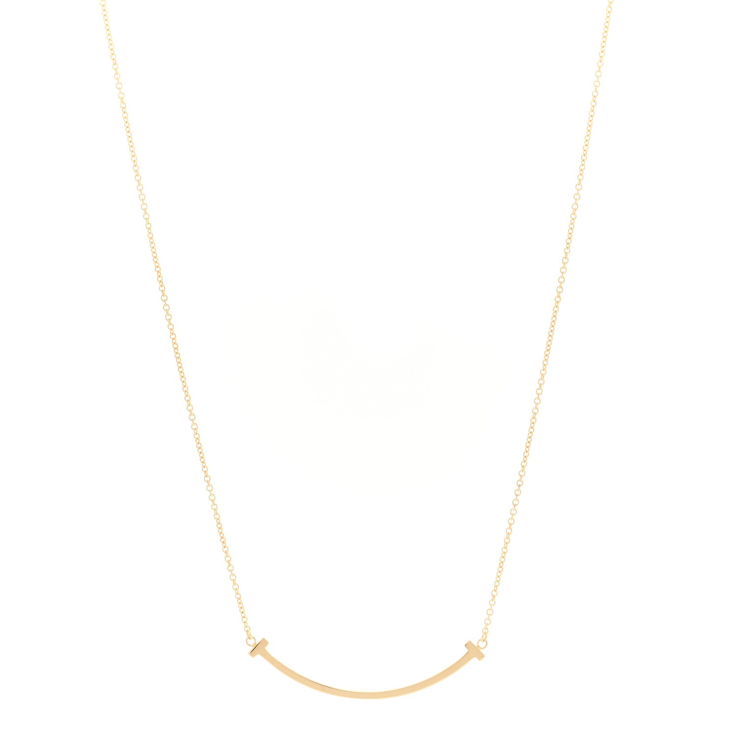 Tiffany 18K Yellow Gold Small T Smile Pendant Necklace 1 of 4