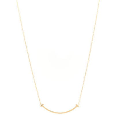 Tiffany 18K Yellow Gold Small T Smile Pendant Necklace 1 of 4