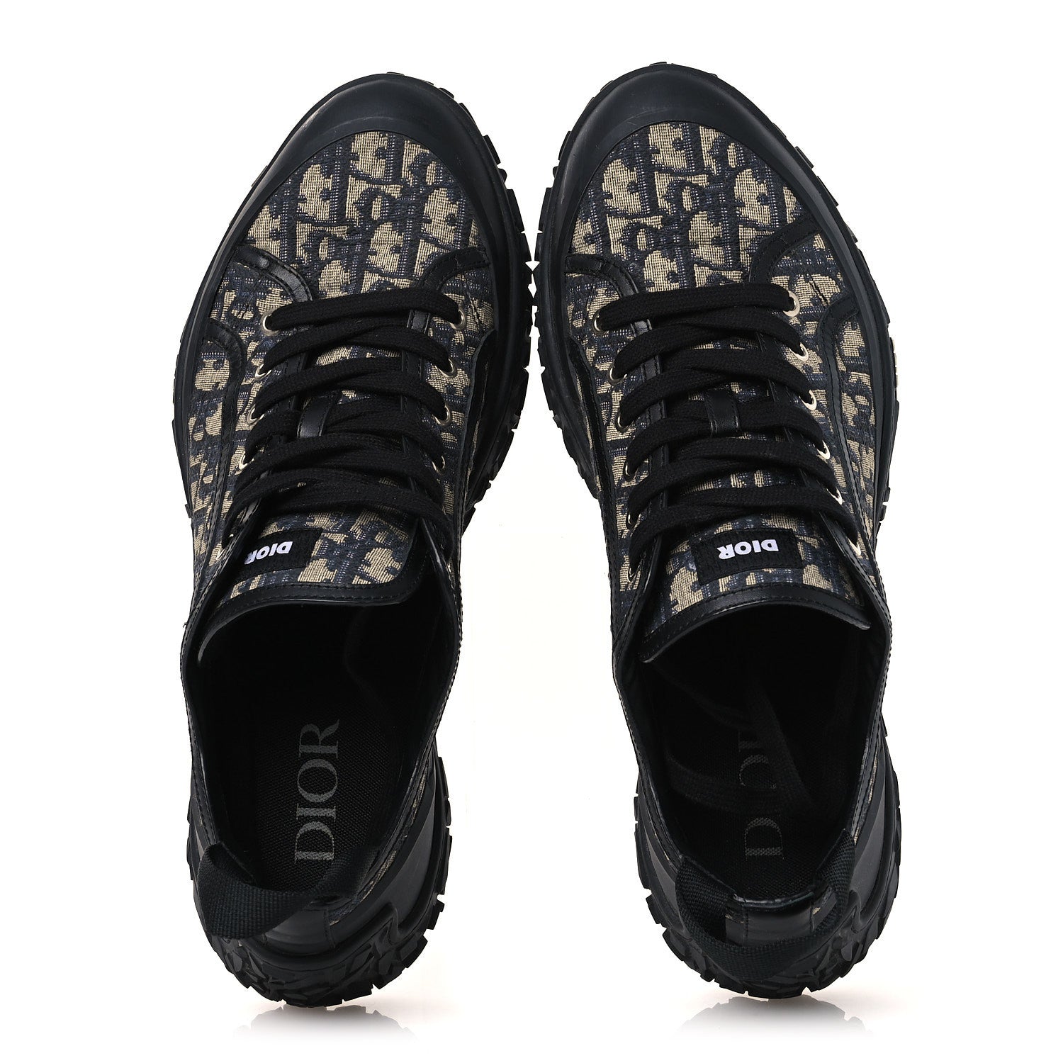 Christian Dior Oblique Jacquard Mens B28 Low Top Sneakers 45 Beige