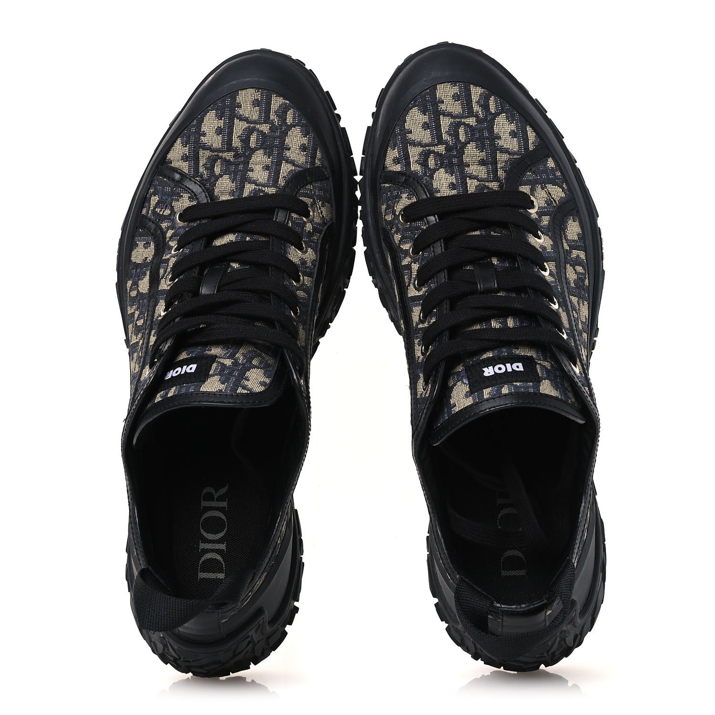 Oblique Jacquard Mens B28 Low Top Sneakers 45 Beige Blue