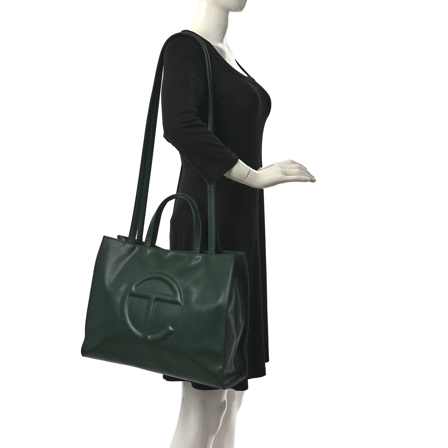 Vegan Leather Medium Shopping Bag Dark Olive