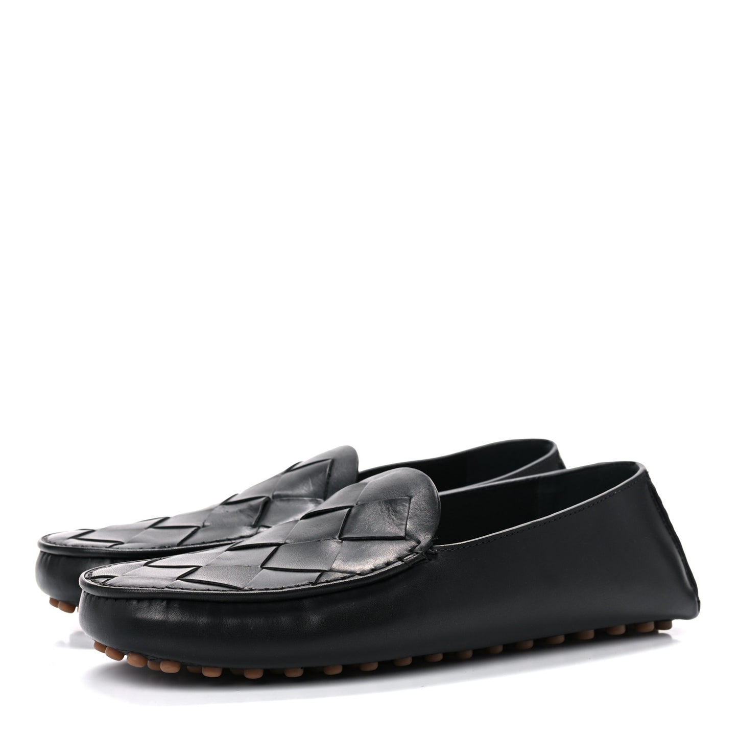 Nappa Intrecciato Driver Loafers 41 Black