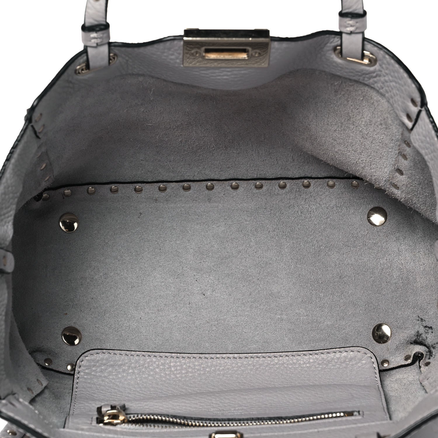 Valentino Garavani Grained Calfskin Small Rockstud Tote Light Stone 4 of 8