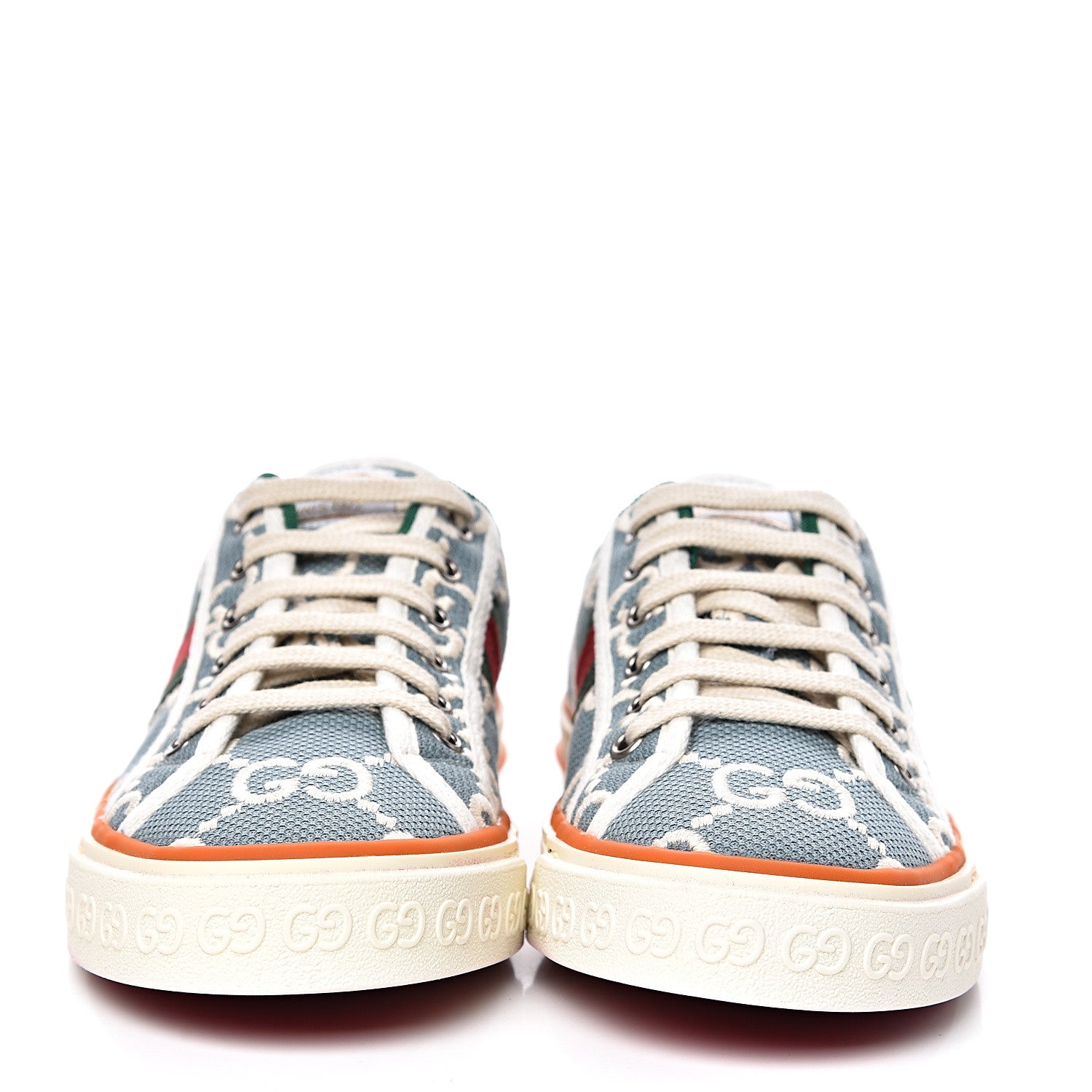 Gucci Cotton GG Monogram Web Womens 1977 Tennis Sneakers 38 Philod Ivory Mystic White 2 of 8