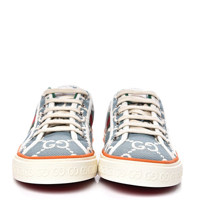 Gucci Cotton GG Monogram Web Womens 1977 Tennis Sneakers 38 Philod Ivory Mystic White 2 of 8
