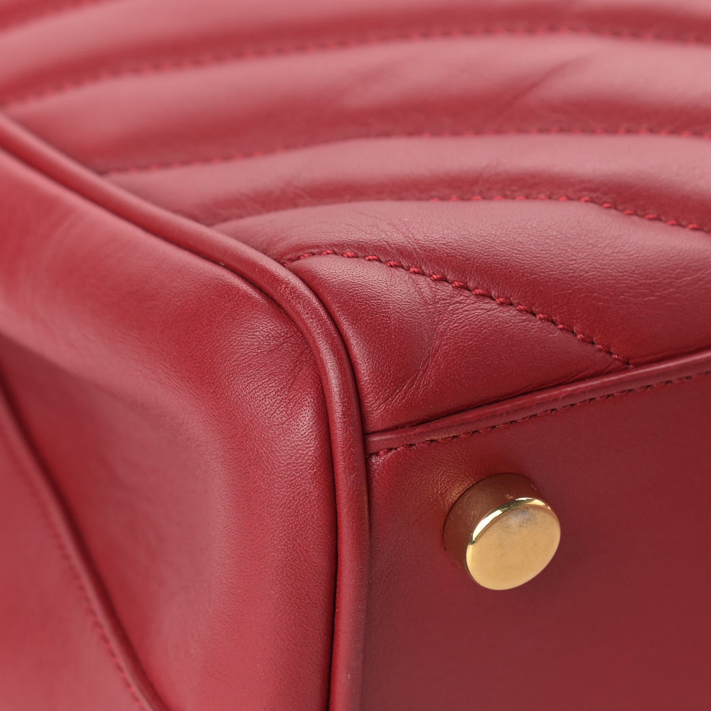 Smooth Calfskin Matelasse Chevron Monogram Shopping Bag Red