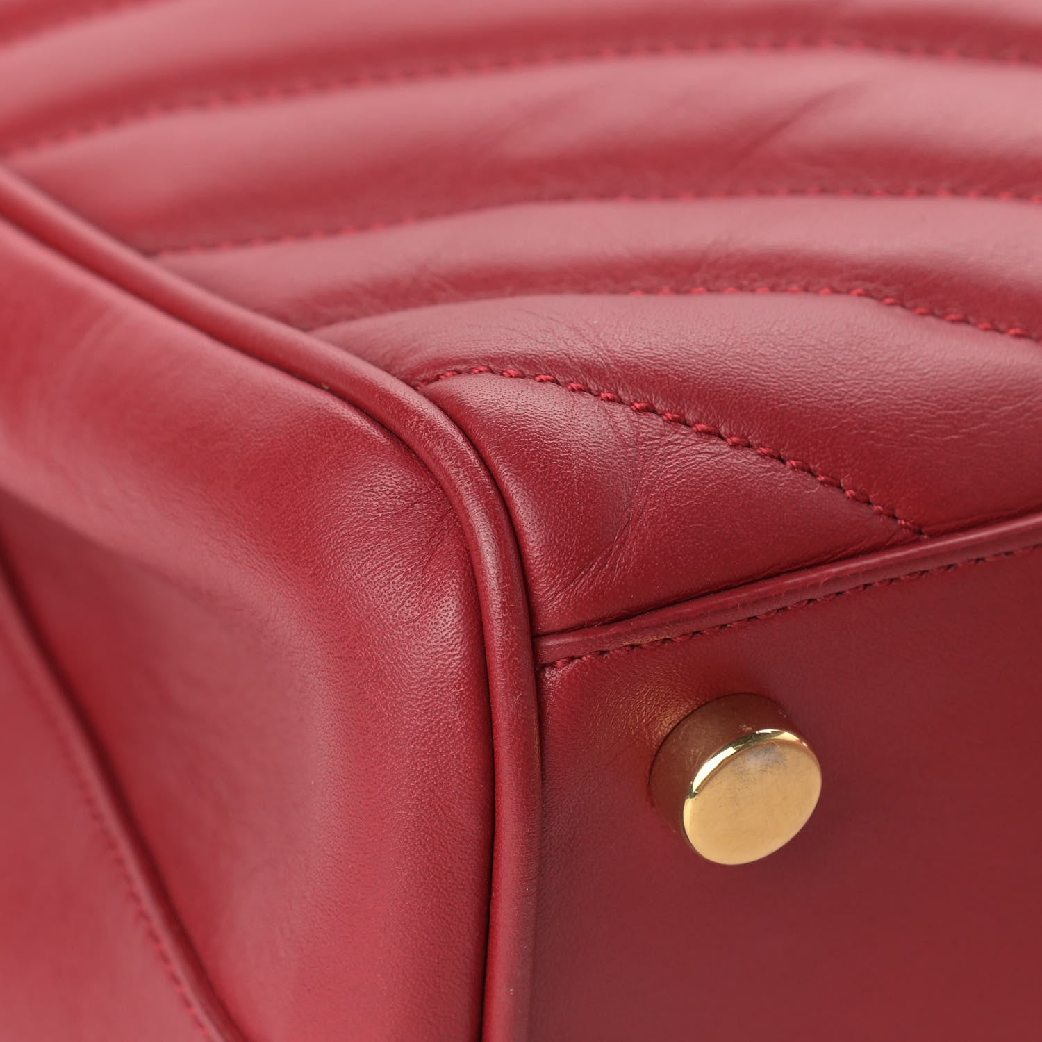Saint Laurent Smooth Calfskin Matelasse Chevron Monogram Shopping Bag Red 10 of 15