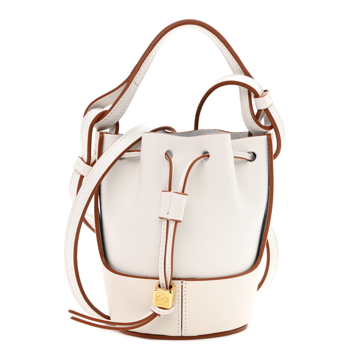 Calfskin Nano Balloon Bucket Bag Soft White