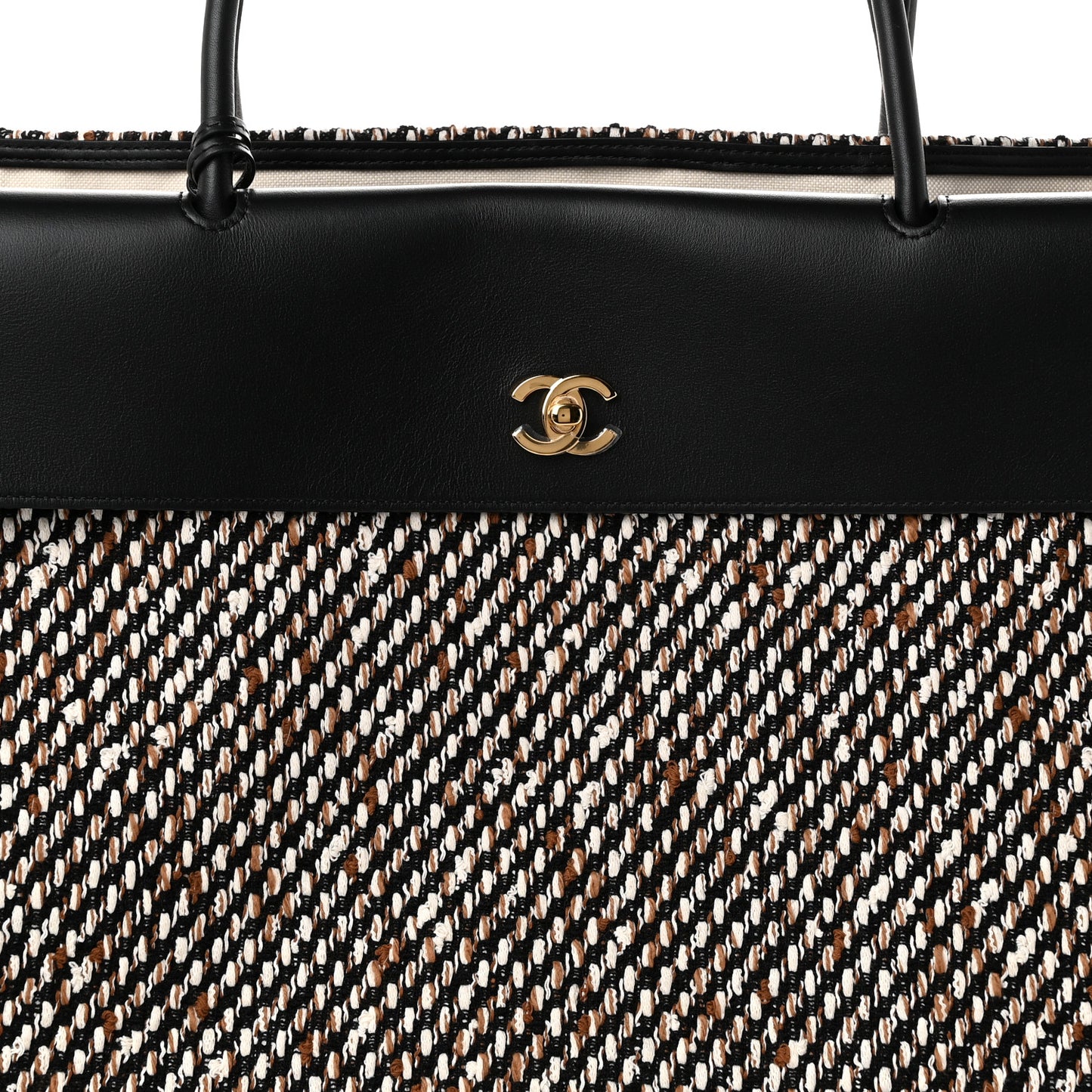Tweed Calfskin Urban Essentials Large Shopping Bag Black Multicolor
