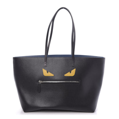 Fendi Vitello Elite Cuoio Monster Buggies Medium Roll Tote Black Multicolor Blue Cobalto 1 of 11