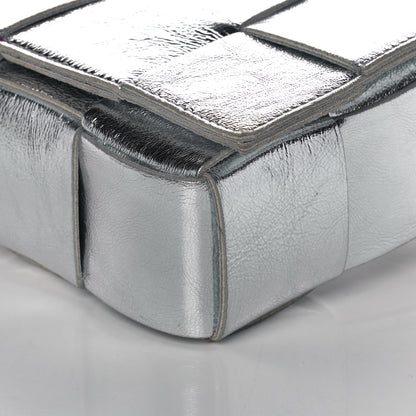 Bottega Veneta Metallic Lambskin Maxi Intrecciato Cassette Crossbody Bag Silver 9 of 13