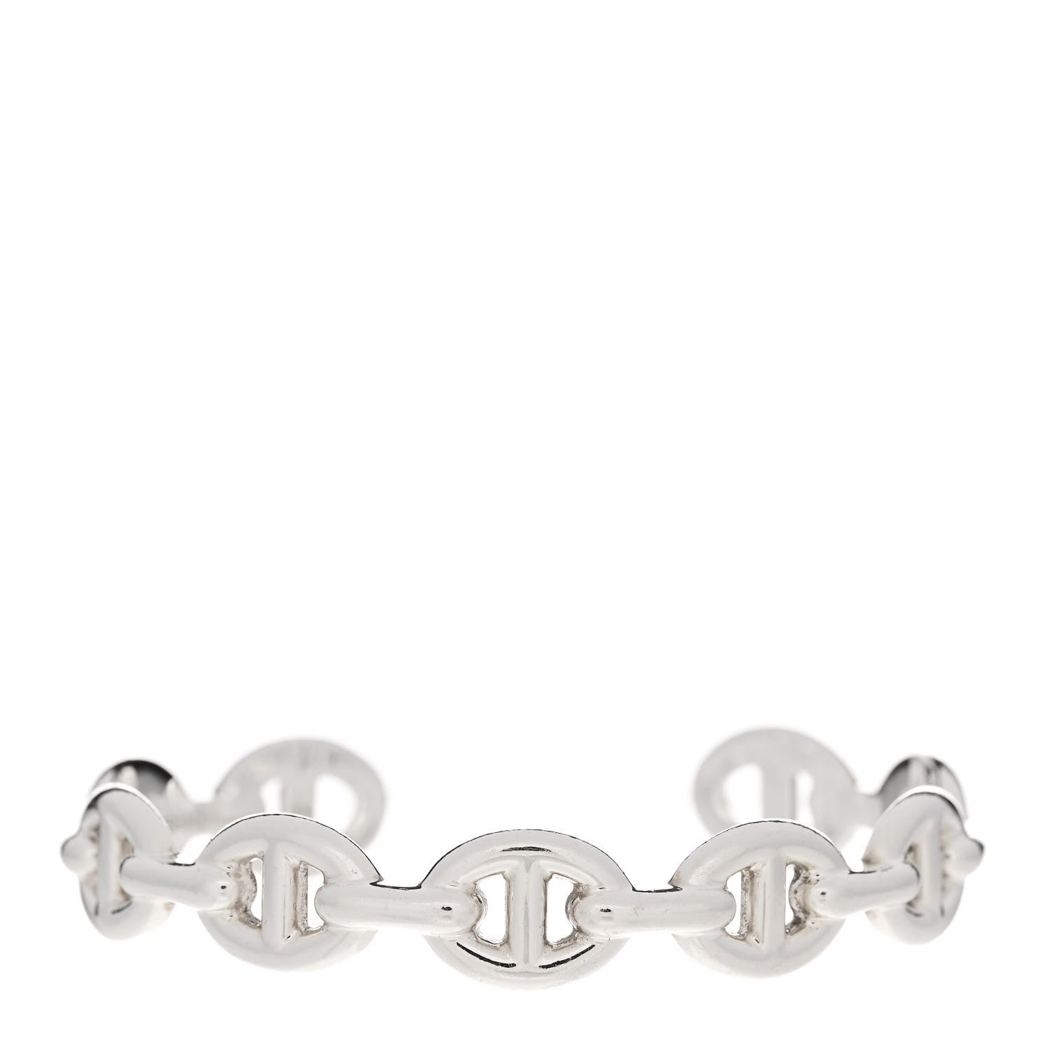 Hermes Sterling Silver MM Chaine d'Ancre Enchainee Cuff Bracelet SH 1 of 6