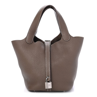 Hermes Taurillon Clemence Picotin Lock 18 PM Etoupe 1 of 4