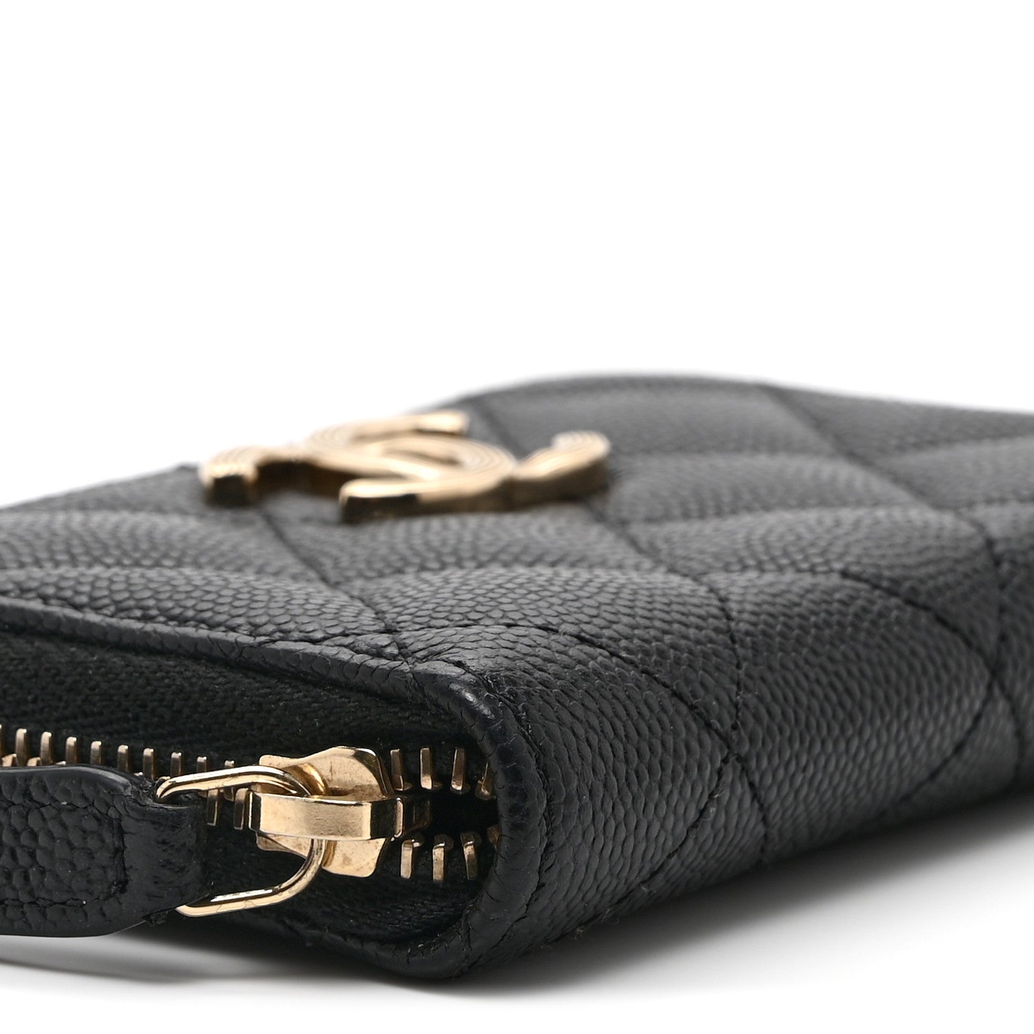 Chanel Caviar Quilted Striated CC Zip Coin Purse Black 8 of 9