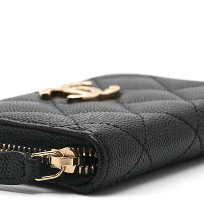 Chanel Caviar Quilted Striated CC Zip Coin Purse Black 8 of 9