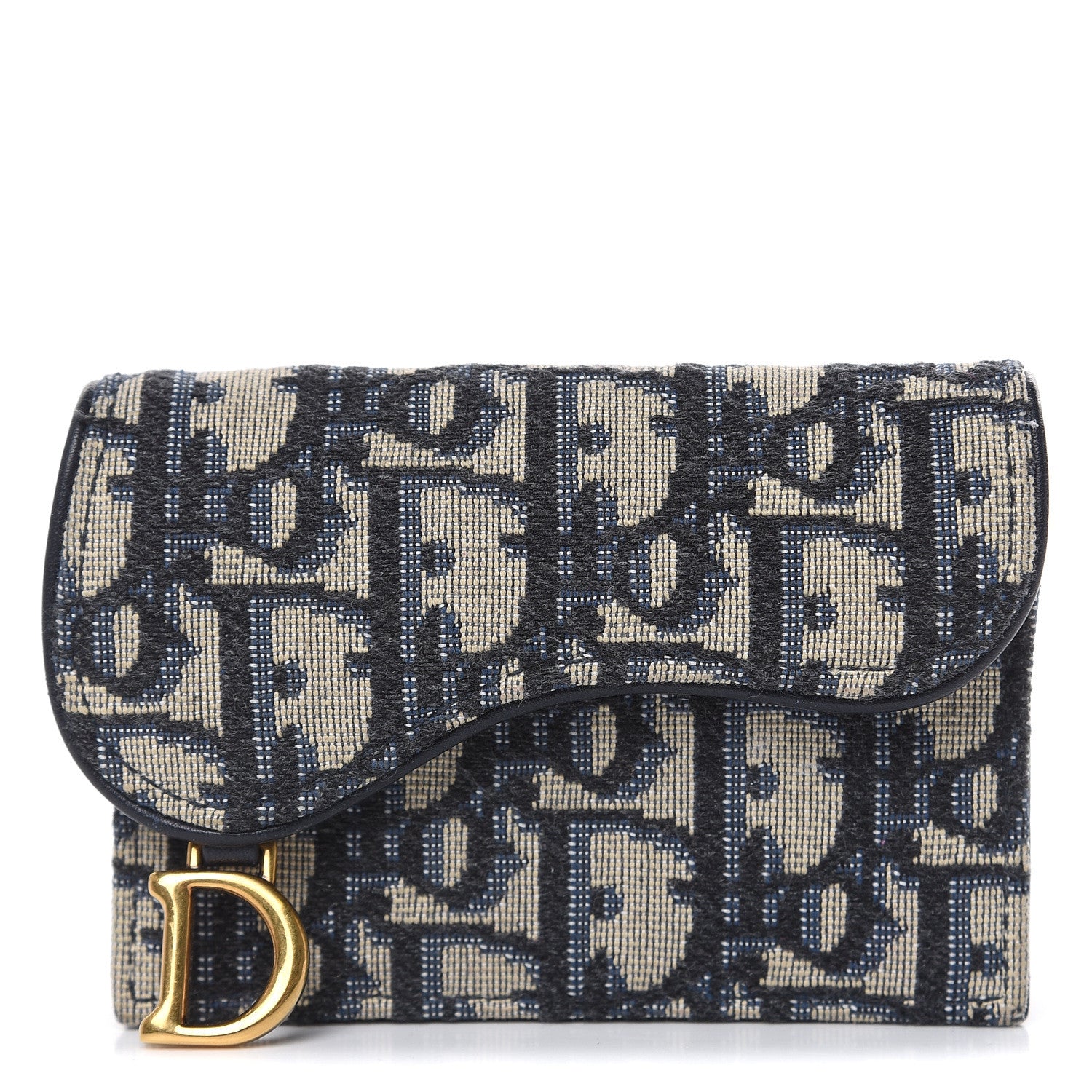 Christian Dior Oblique Saddle Card Holder Blue 1 of 7