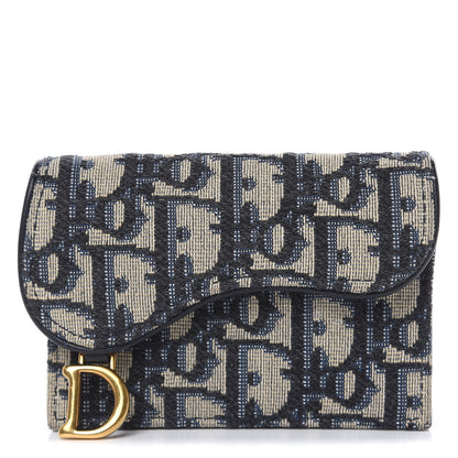 Christian Dior Oblique Saddle Card Holder Blue 1 of 7