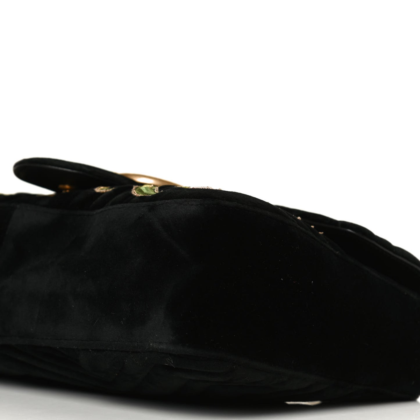 Velvet Matelasse Loved Embroidered Medium GG Marmont Shoulder Bag Black