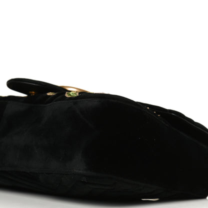 Gucci Velvet Matelasse Loved Embroidered Medium GG Marmont Shoulder Bag Black 11 of 15