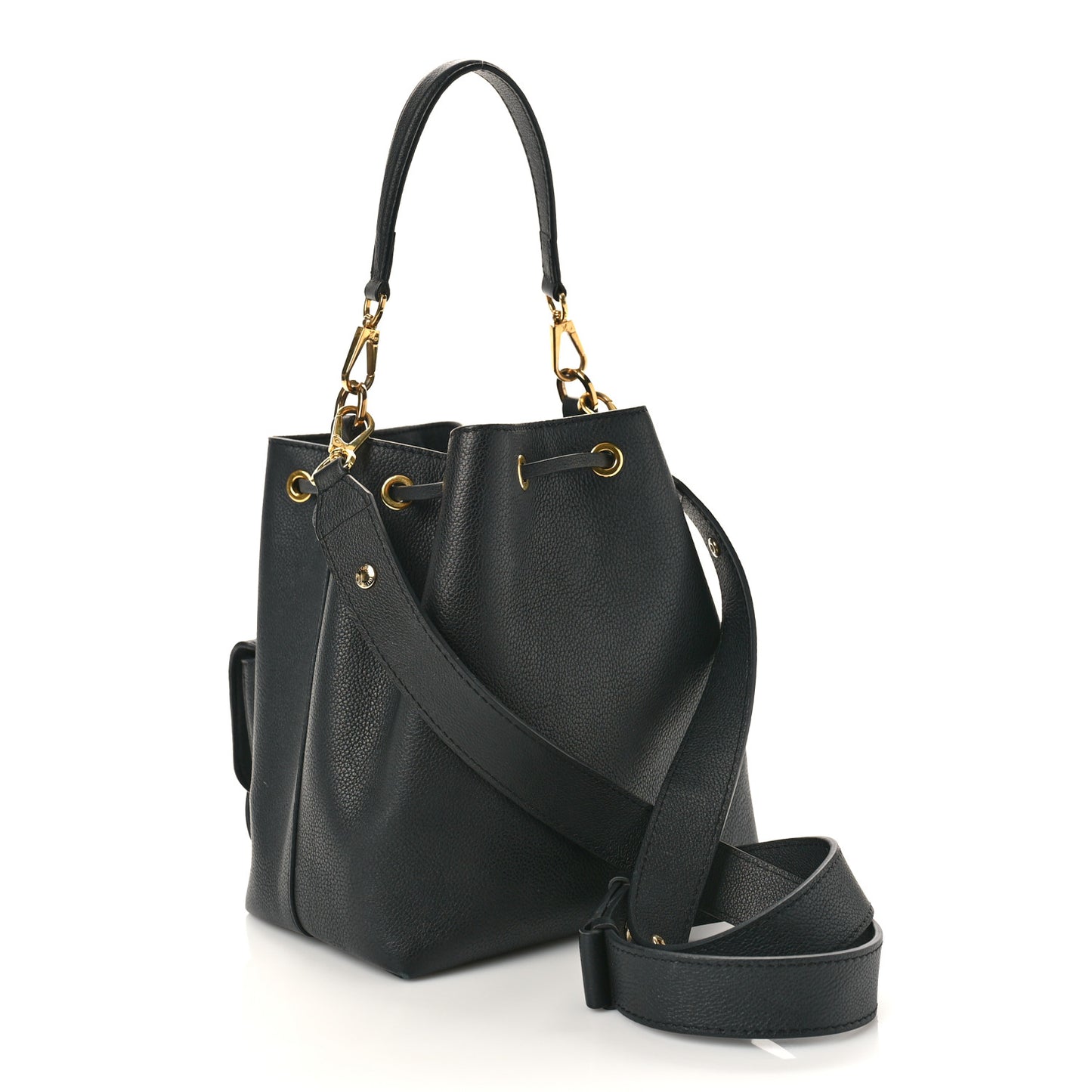 Calfskin Lockme Bucket MM Black