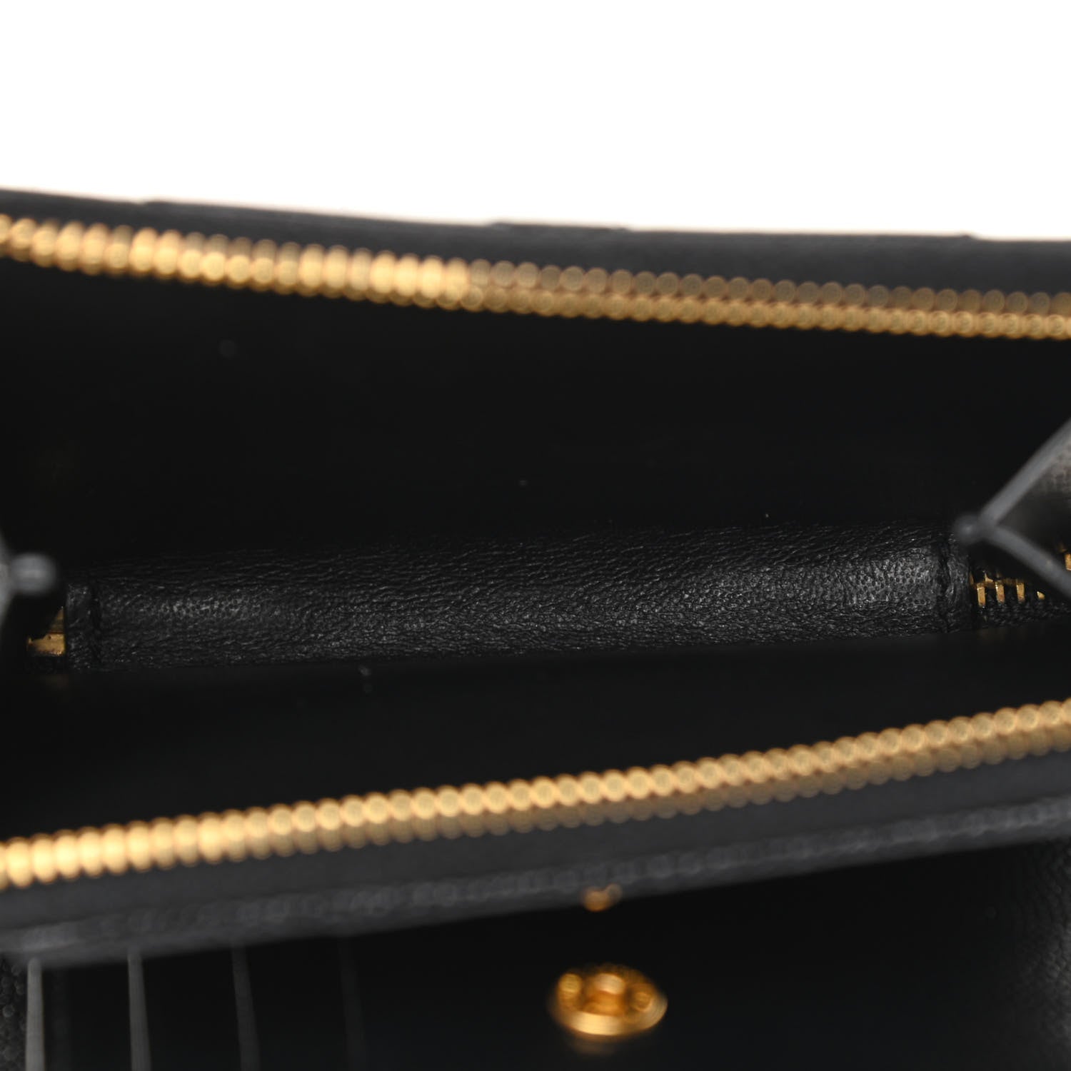 Saint Laurent Grain De Poudre Matelasse Chevron Monogram Compact Zip Around Wallet Black 6 of 9