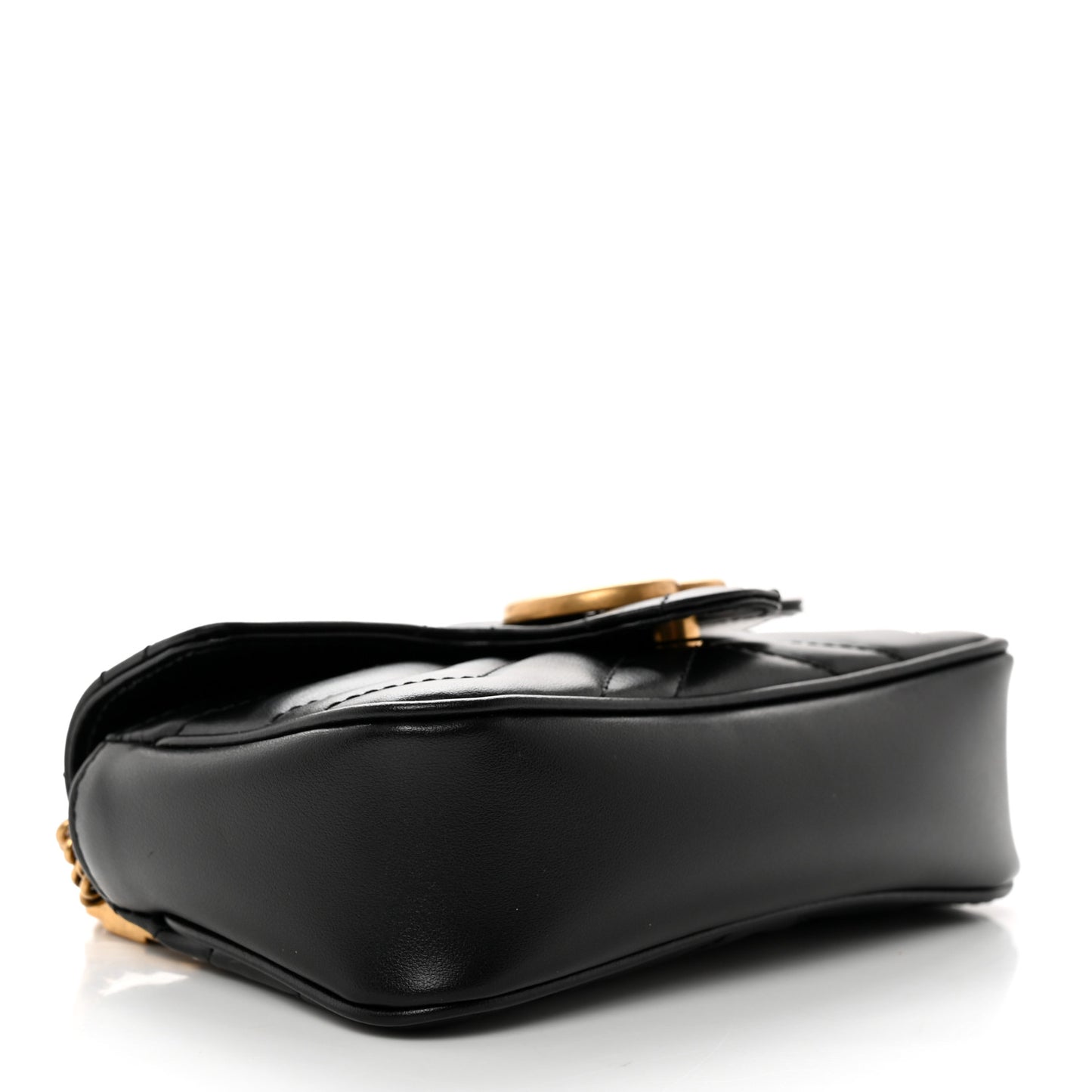 Calfskin Matelasse Super Mini GG Marmont Shoulder Bag Black