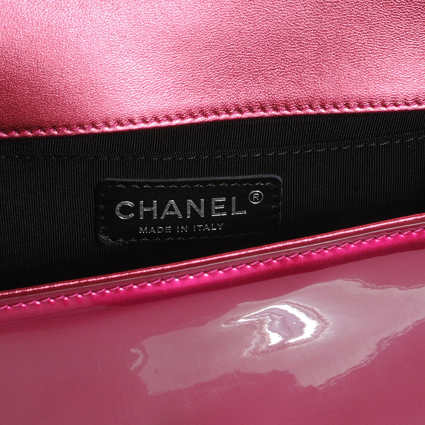 Metallic Patent Calfskin Quilted Small Boy Flap Pink
