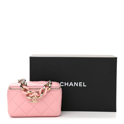 Chanel Lambskin Resin Elegant Chain Vanity Case Pink 11 of 11