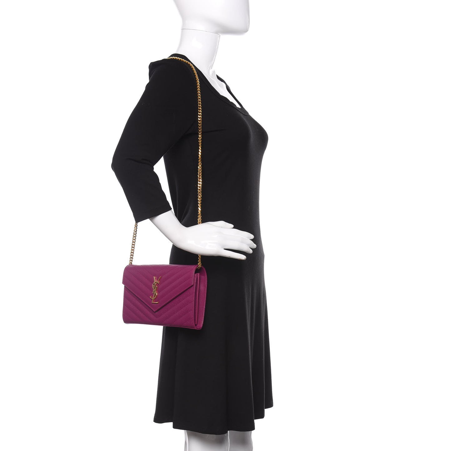 Grain De Poudre Matelasse Chevron Monogram Chain Wallet Dark Grape