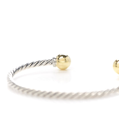 David Yurman Sterling Silver 18K Yellow Gold Diamond 9mm Solari Bead Bracelet 4 of 5
