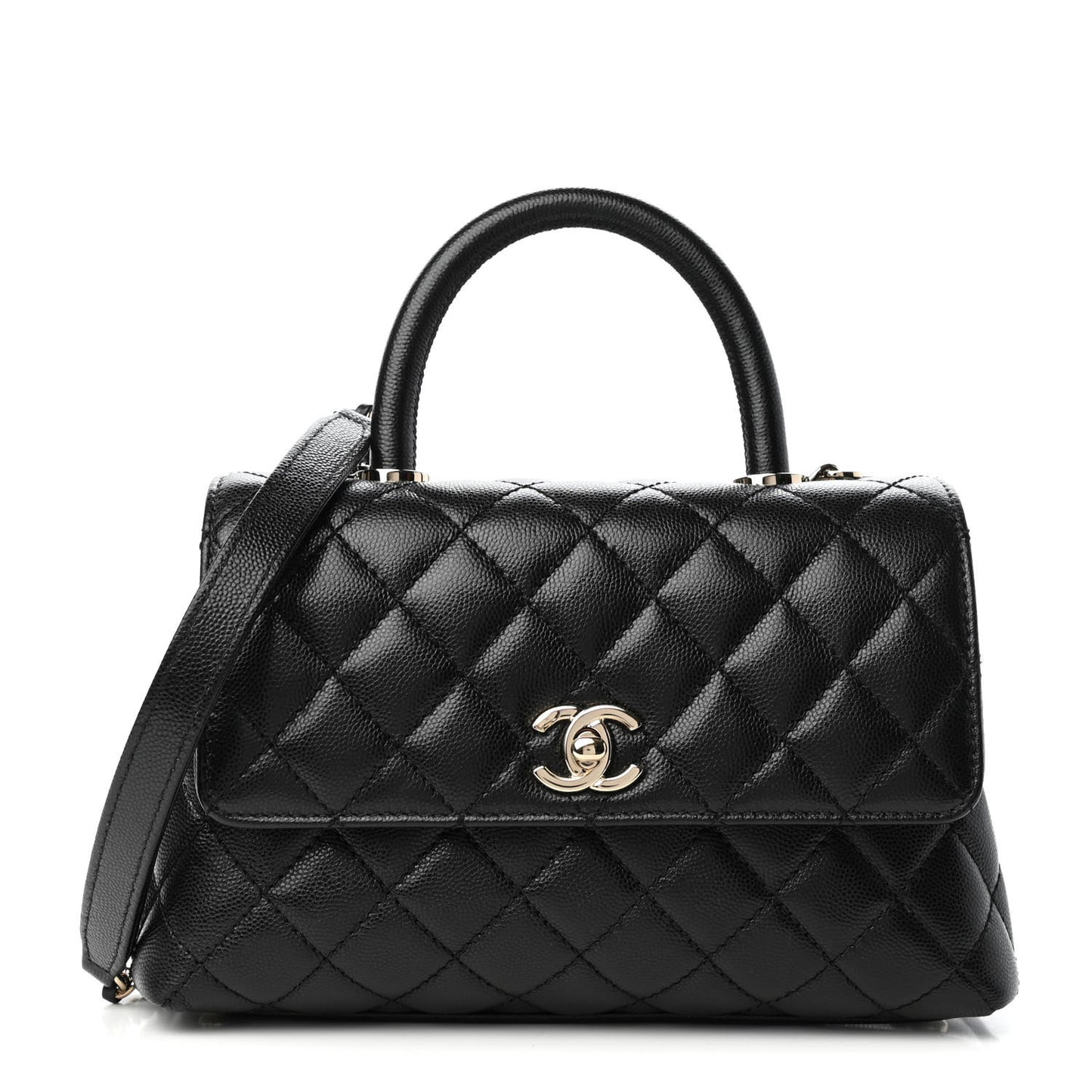 Caviar Quilted Mini Coco Handle Flap Black