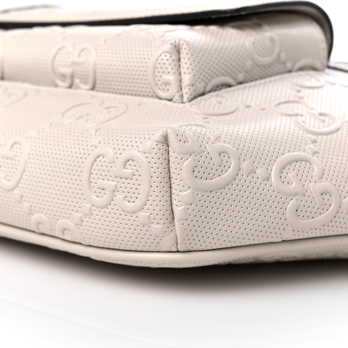 Calfskin GG Tennis Embossed Pocket Belt Bag Mystic White