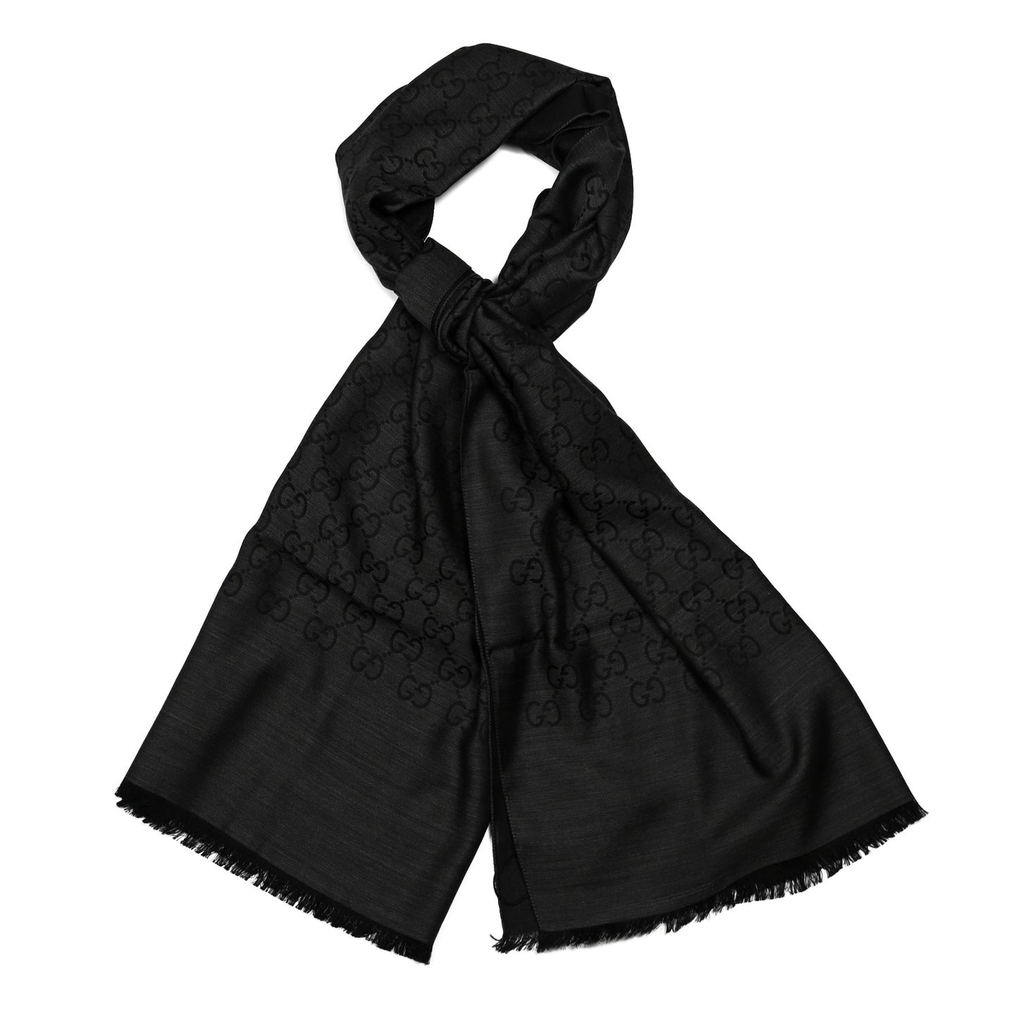 Wool Silk GG Monogram GGNat Plus Scarf Anthracite