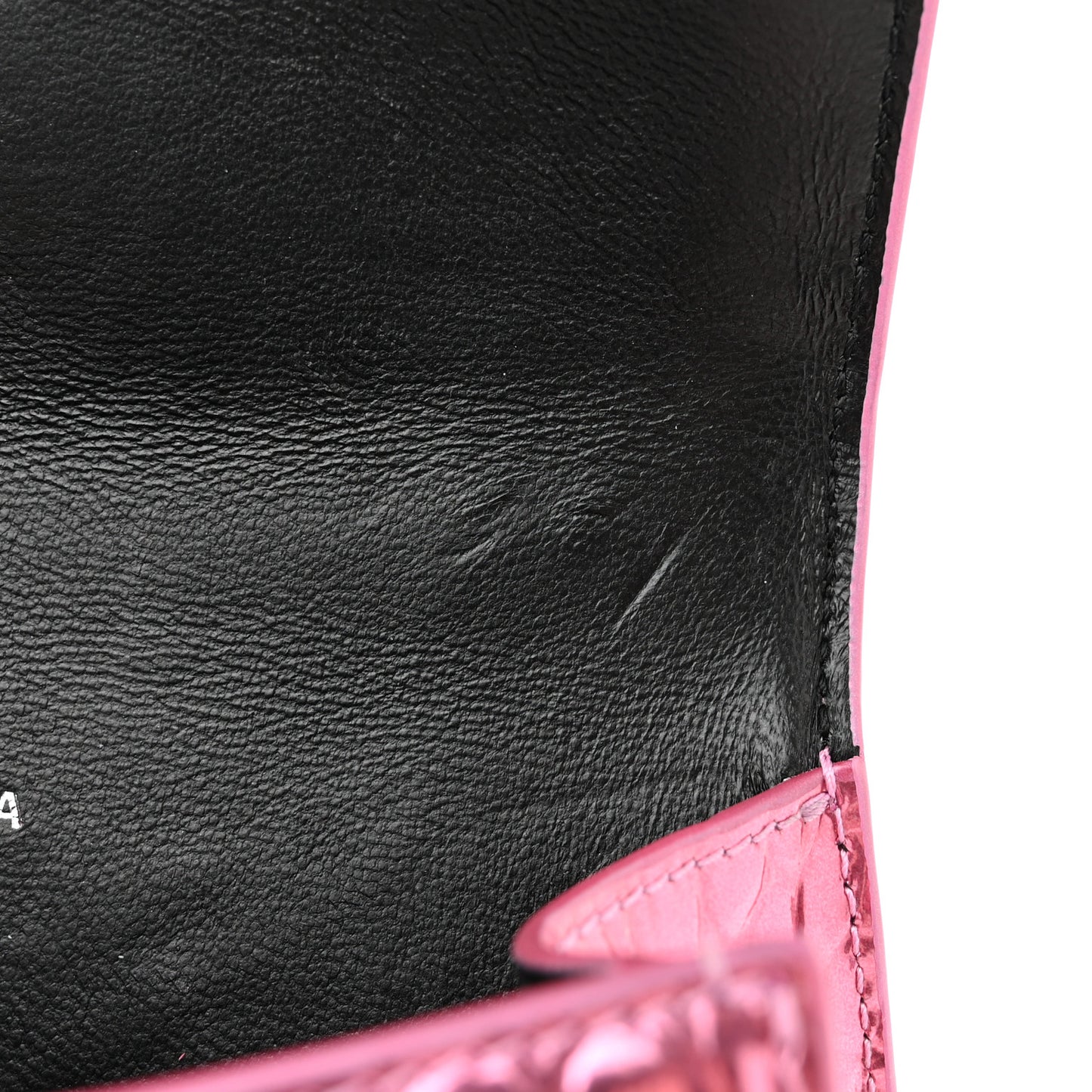 Metallic Shiny Calfskin Crocodile Embossed Hourglass Top Handle Bag XS Pink