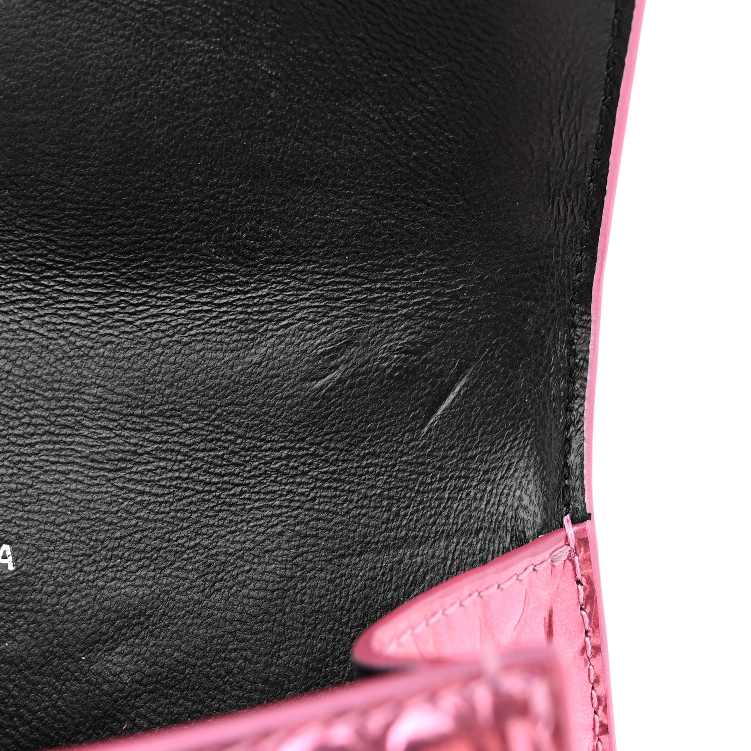 Balenciaga Metallic Shiny Calfskin Crocodile Embossed Hourglass Top Handle Bag XS Pink 12 of 16