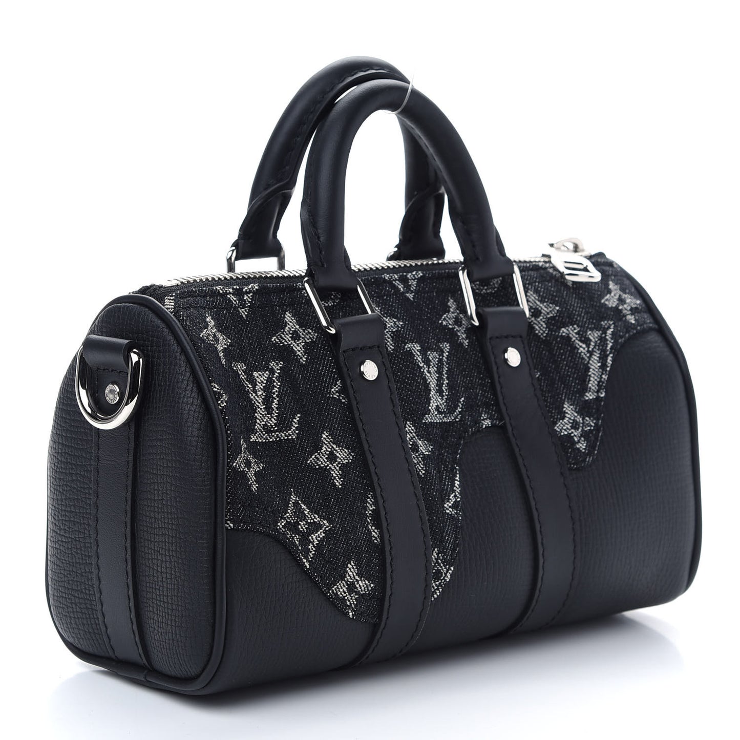 X NIGO Taurillon Monogram Denim Drip Keepall XS Black