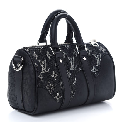 Louis Vuitton X NIGO Taurillon Monogram Denim Drip Keepall XS Black 3 of 8