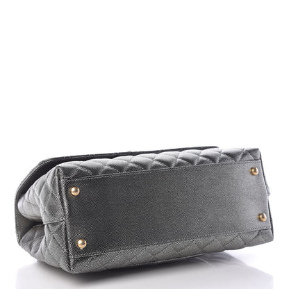 Chanel Metallic Caviar Quilted Small Coco Handle Flap Silver 4 of 14