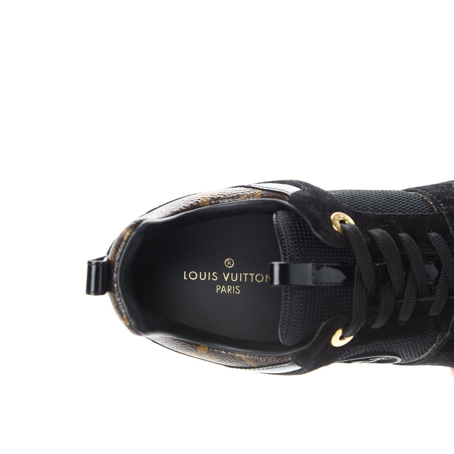 Suede Monogram Run Away Sneakers 37 Black