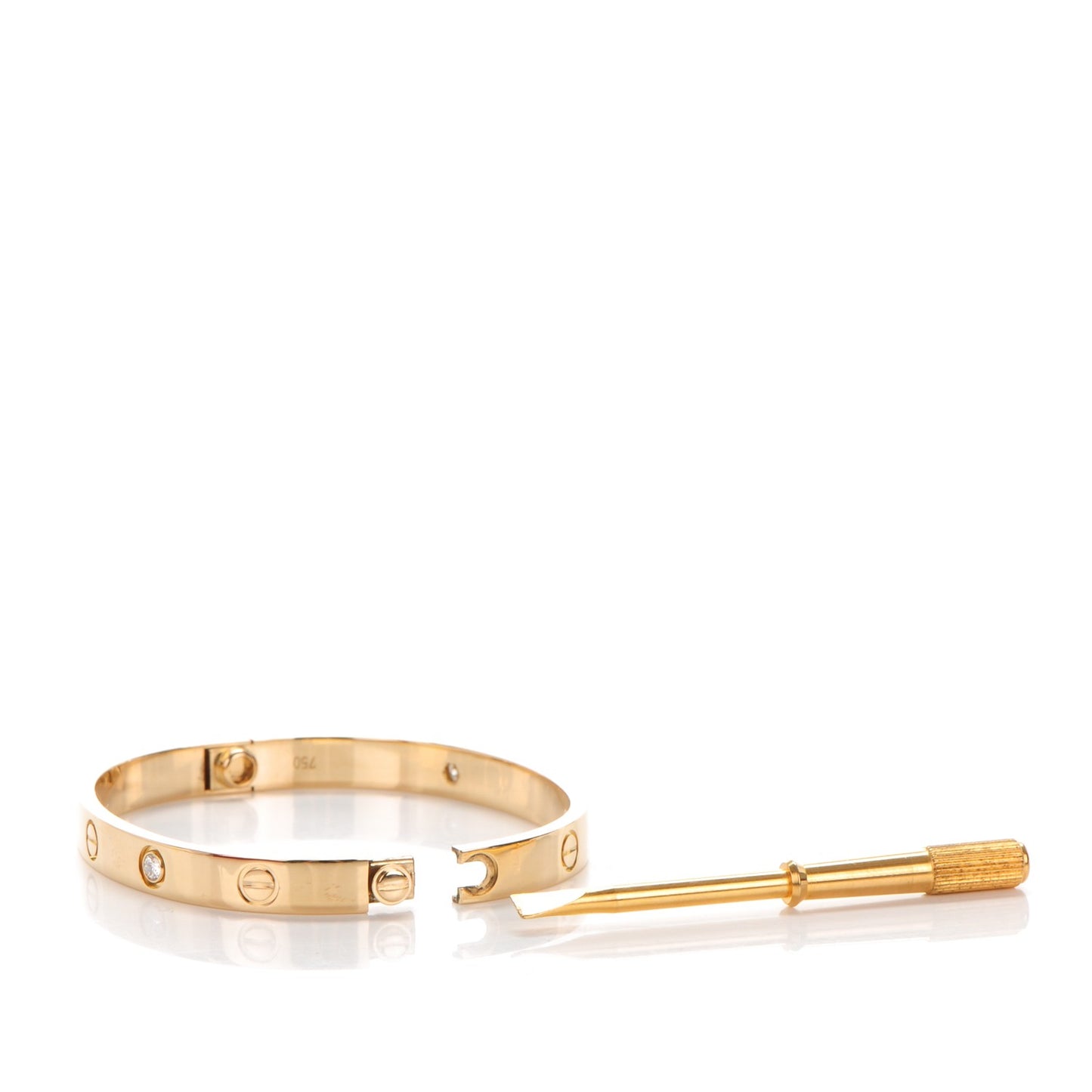 18K Yellow Gold 4 Diamond LOVE Bracelet 16