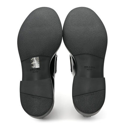 Prada Spazzolato Metal Triangle Logo 50mm Loafers 38.5 Black 5 of 9