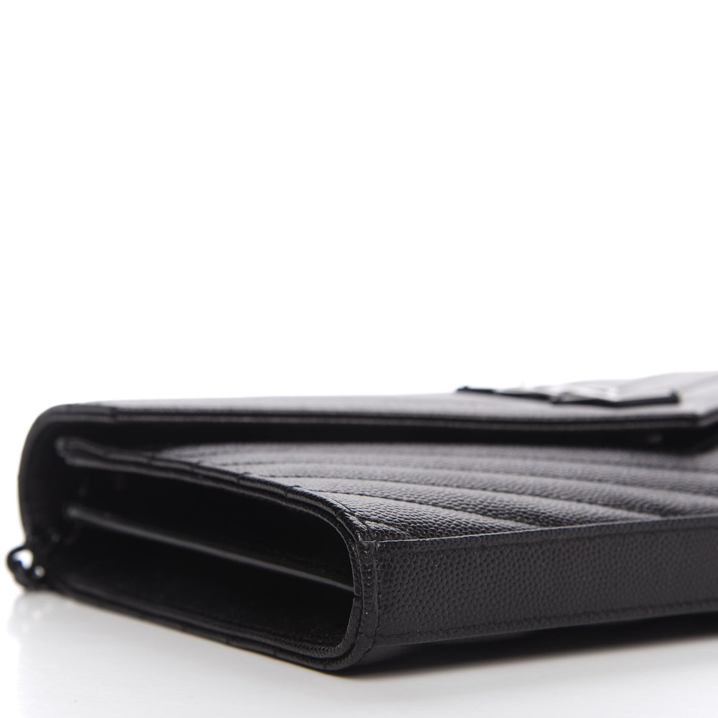 Grain De Poudre Matelasse Chevron Monogram Chain Wallet Black