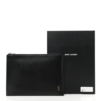 Saint Laurent Shiny Calfskin Tiny Monogram Zipped Tablet Holder Black 8 of 8