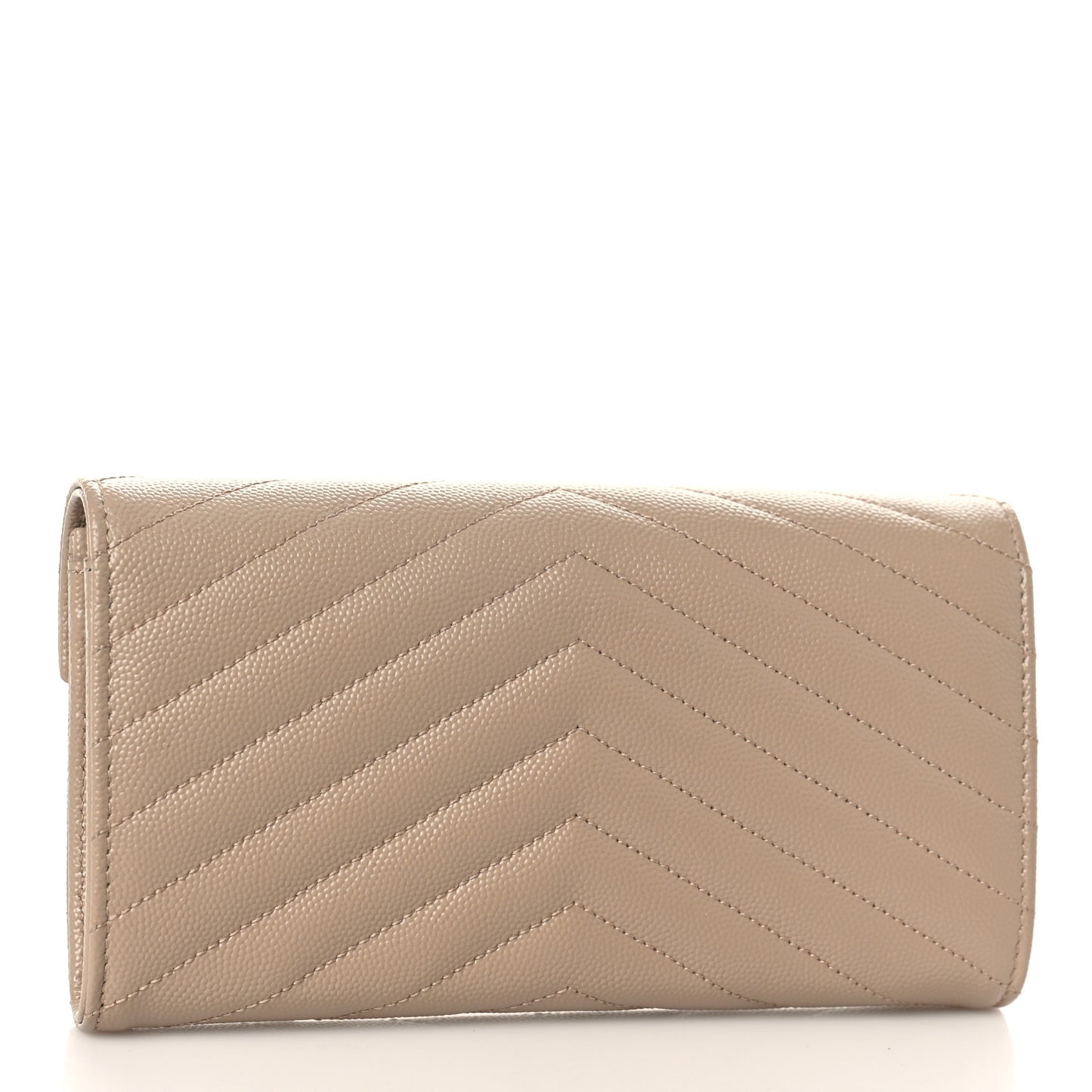 Grain De Poudre Matelasse Chevron Monogram Flap Wallet Dark Beige