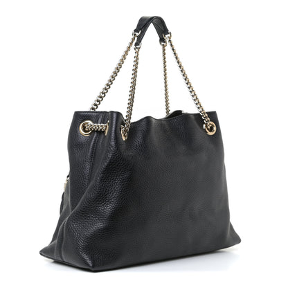 Gucci Pebbled Calfskin Medium Soho Chain Shoulder Bag Black 3 of 11