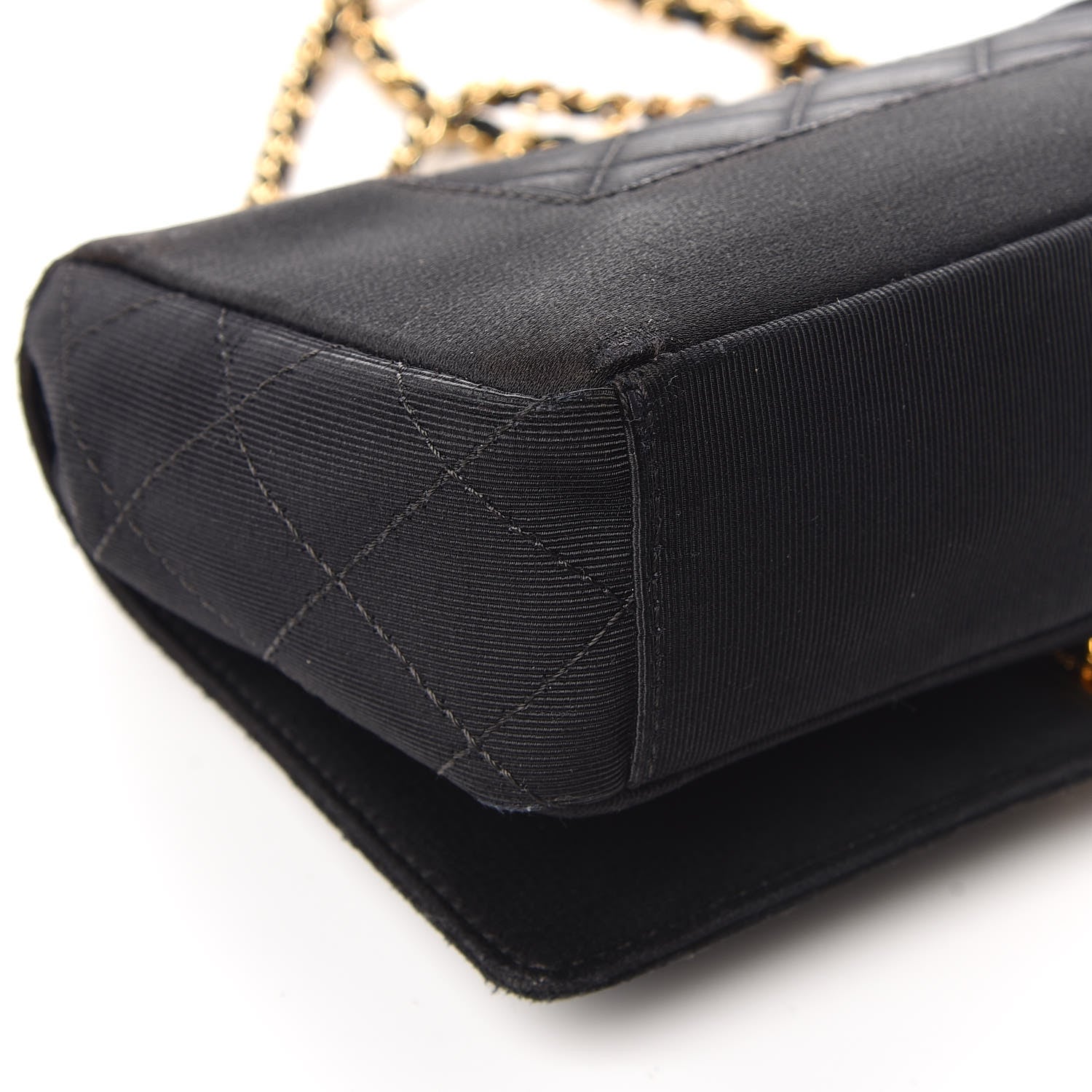 Chanel Grosgrain Satin Quilted Small Vintage Mademoiselle Flap Black 11 of 15