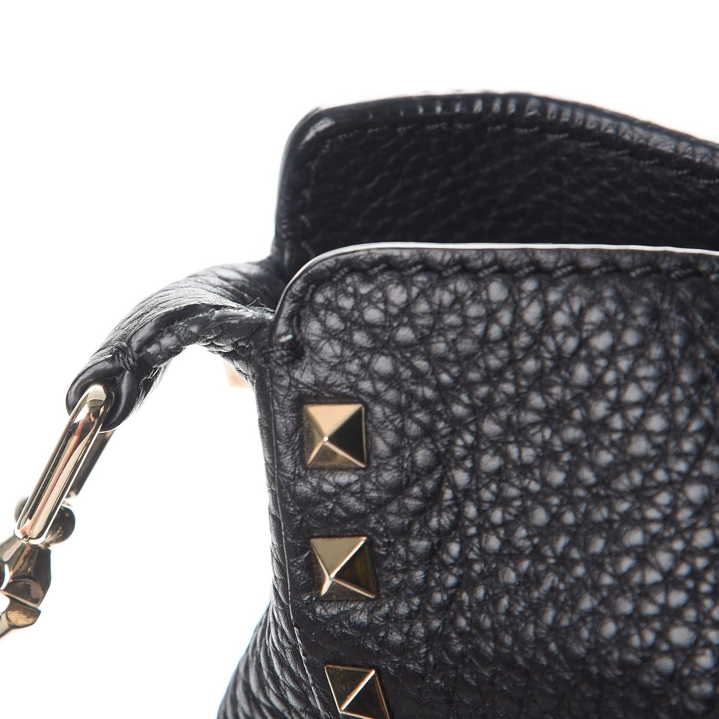Pebbled Calfskin Large Rockstud Flip-Lock Messenger Bag Black